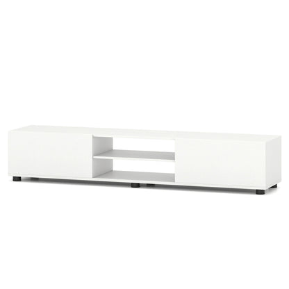 Modern TV Stand for up to 70" TVs Minimalist Entertainment Center with 2 Doors and Open Shelves-Natural - White