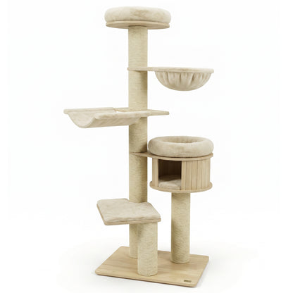 75.5" Tall Cat Tree with Sisal Posts, Hammock & Basket