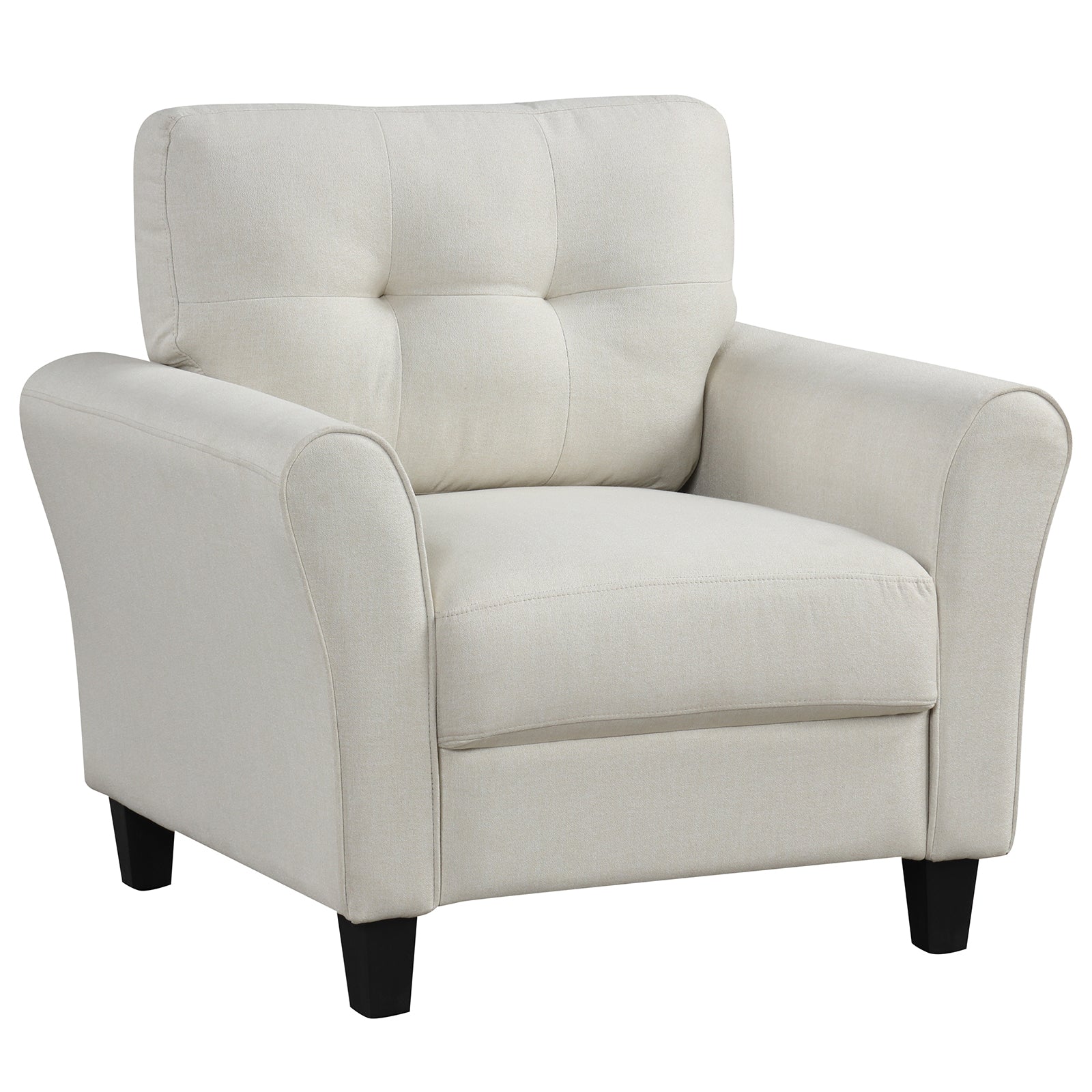 Modern Upholstered Accent Chair with Rubber Wood Legs-Beige - Beige