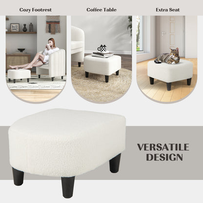 Modern Upholstered Barrel Teddy Velvet Chair with Ottoman-Beige