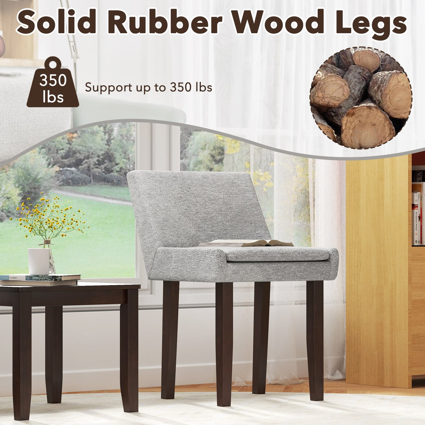 Modern Upholstered Fabric Side Leisure Chair Set of 2-Gray