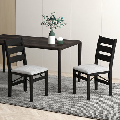 Modern Upholstered Folding Chairs Set of 2 with Comfy Backrest-Black