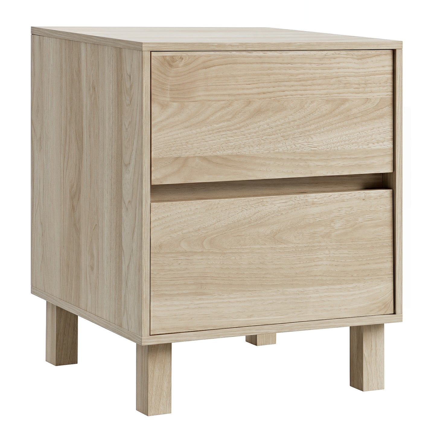 End Table with 2 Storage Drawers - Natural Wood Finish
