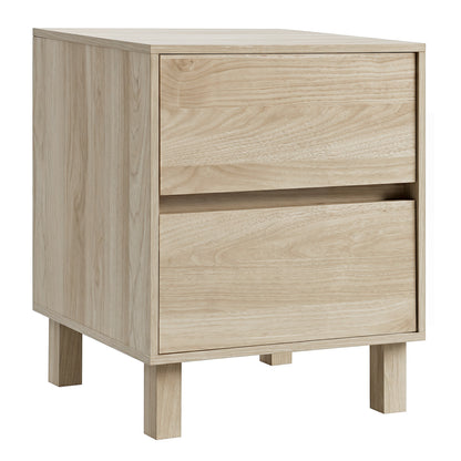 End Table with 2 Storage Drawers - Natural Wood Finish