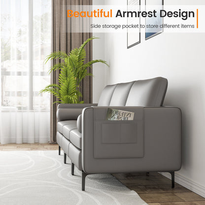 Modular 1/2/3/4-Seat L-Shaped Sectional Sofa Couch with Socket USB Port-3-Seat with USB port - Light Gray