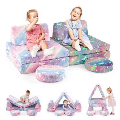 Modular Kids Play Couch Set Glow in the Dark with Portable Handles