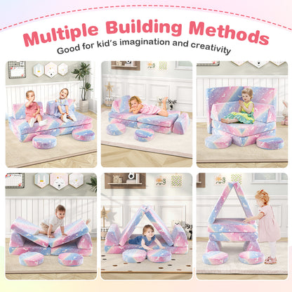Modular Kids Play Couch Set Glow in the Dark with Portable Handles