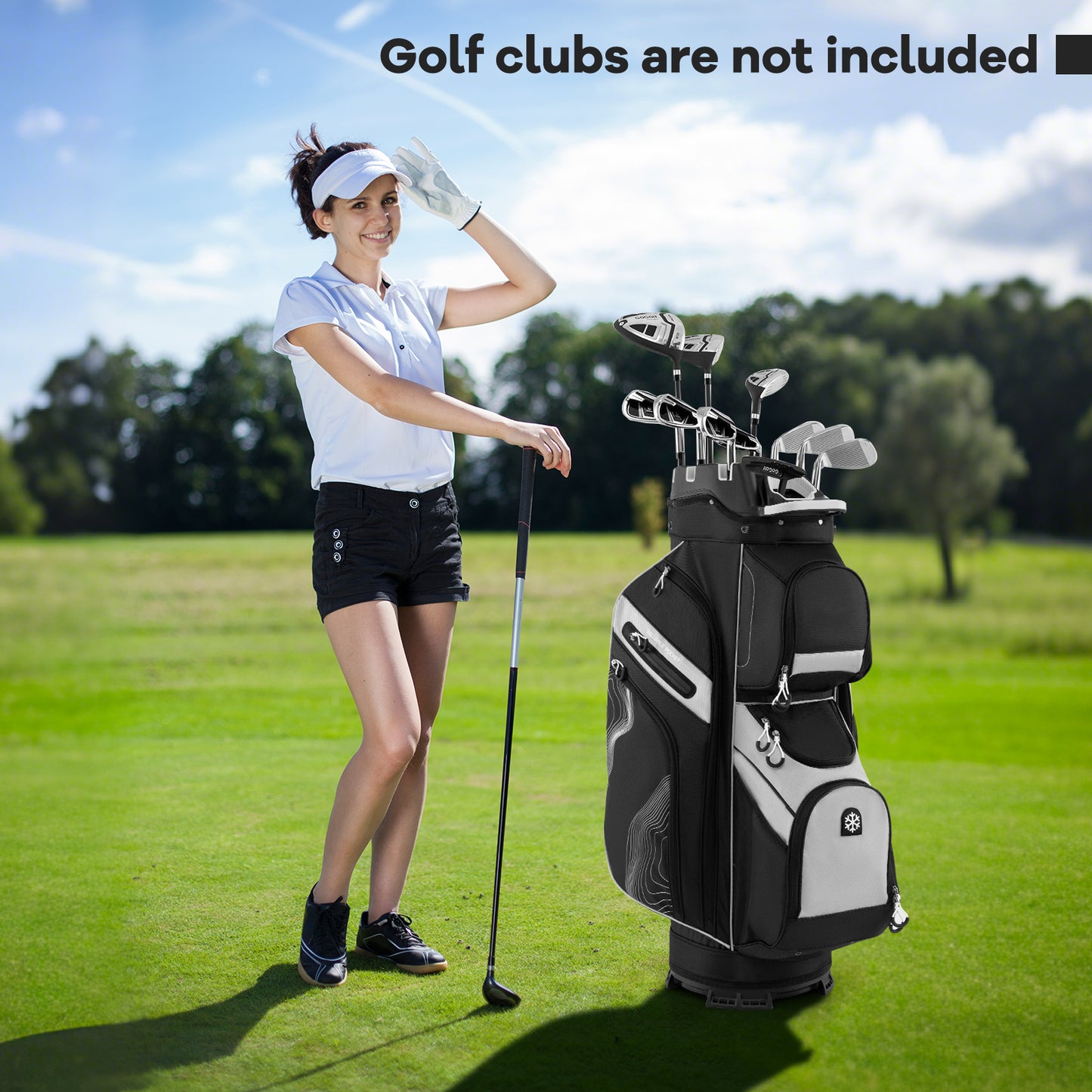 Molded Lock Top Golf Cart Bag with 14-Way Full Length Dividers and 11 Pockets-Gray