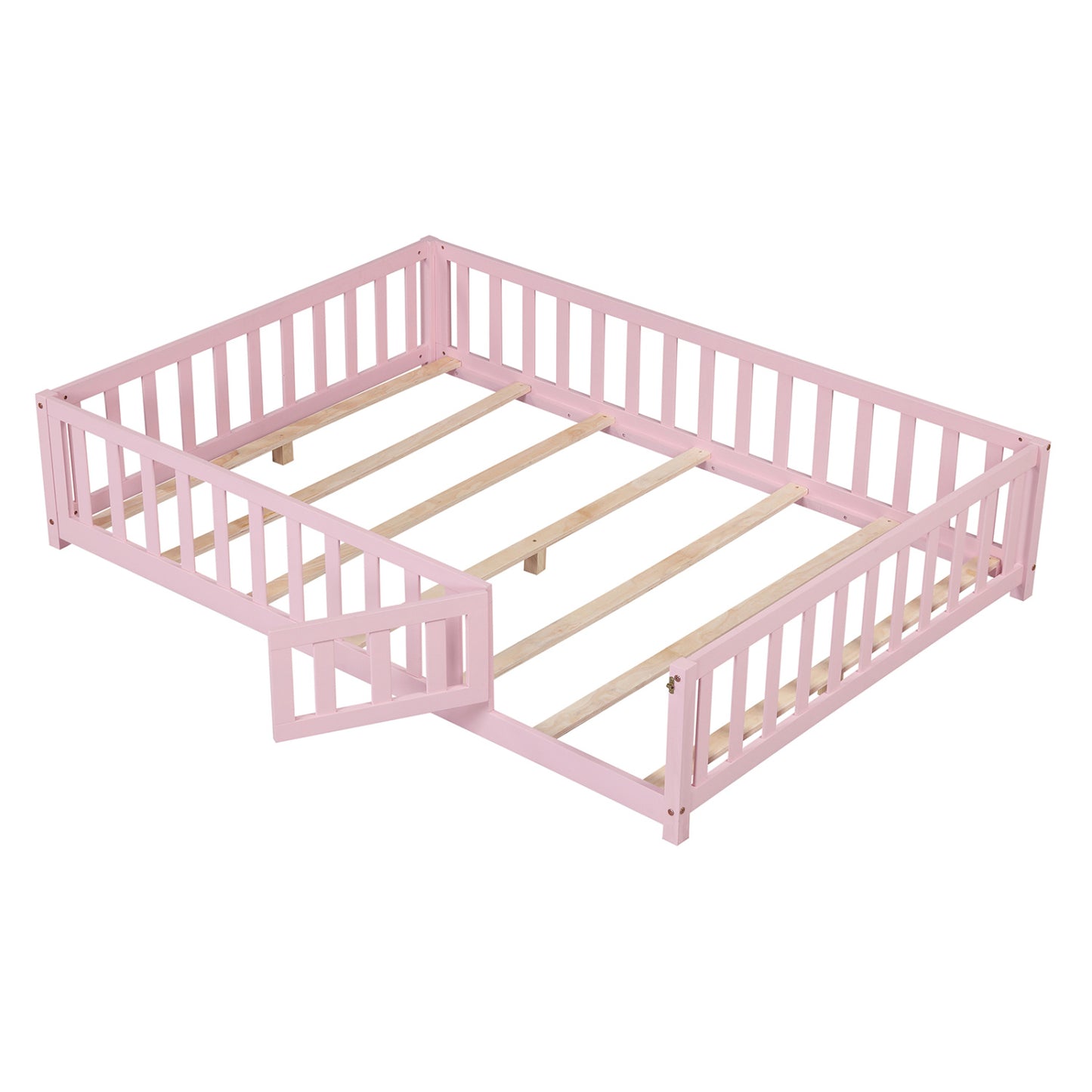 Montessori Toddler Bed Frame with Full-Length Guardrails