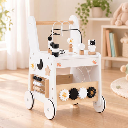Montessori Push Walker for Boys Girls Learning to Walk with Sensory Hand-on Games
