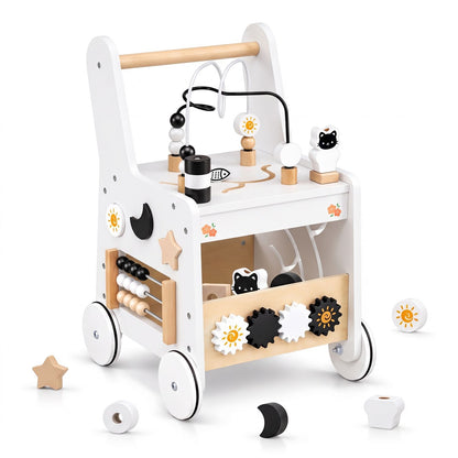Montessori Push Walker for Boys Girls Learning to Walk with Sensory Hand-on Games