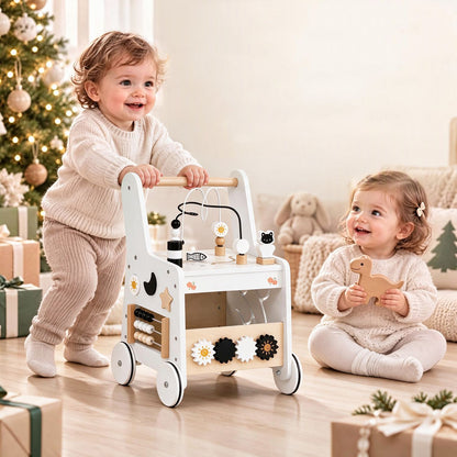 Montessori Push Walker for Boys Girls Learning to Walk with Sensory Hand-on Games