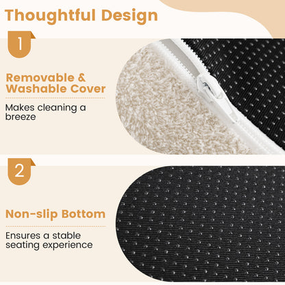 Moon-Shaped Floor Single Sofa Chair with Soft Teddy Fleece-Beige