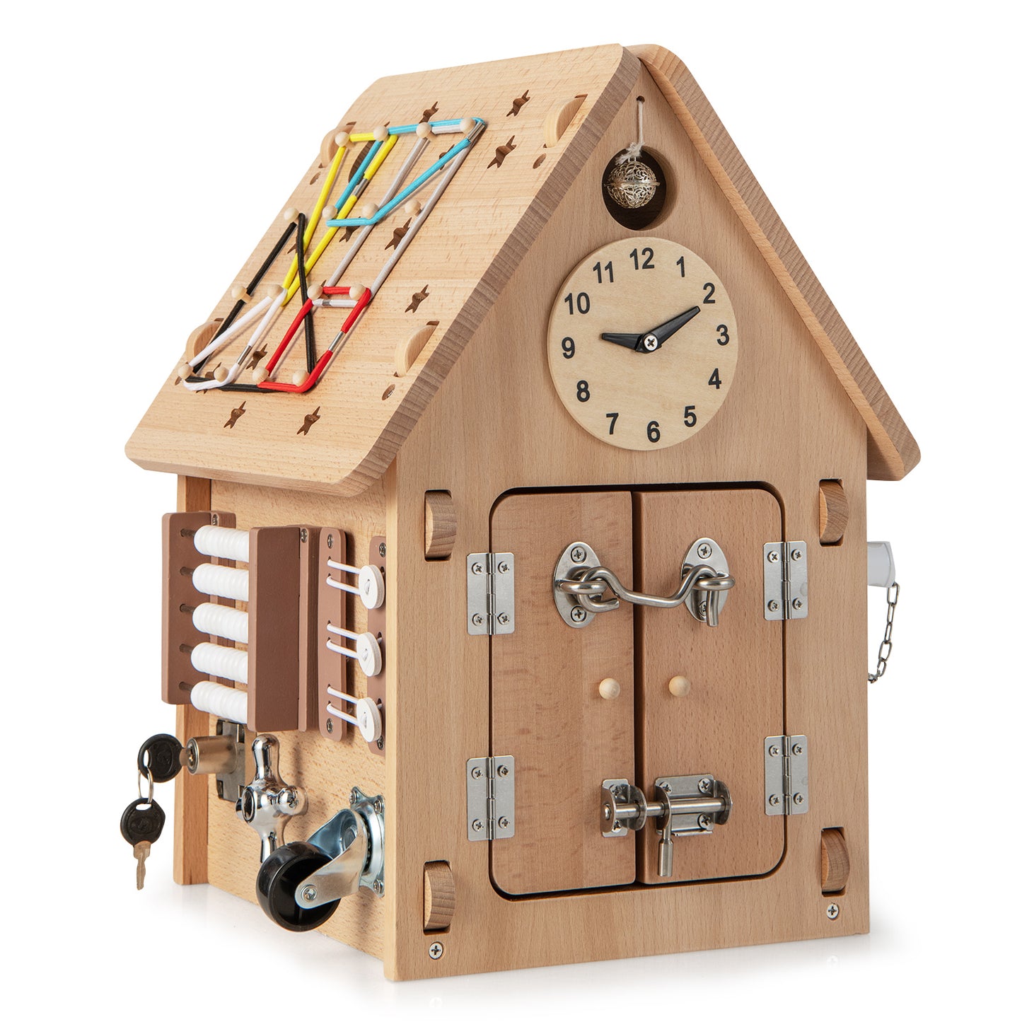 Multi-purpose Busy House with Sensory Games and Interior Storage Space