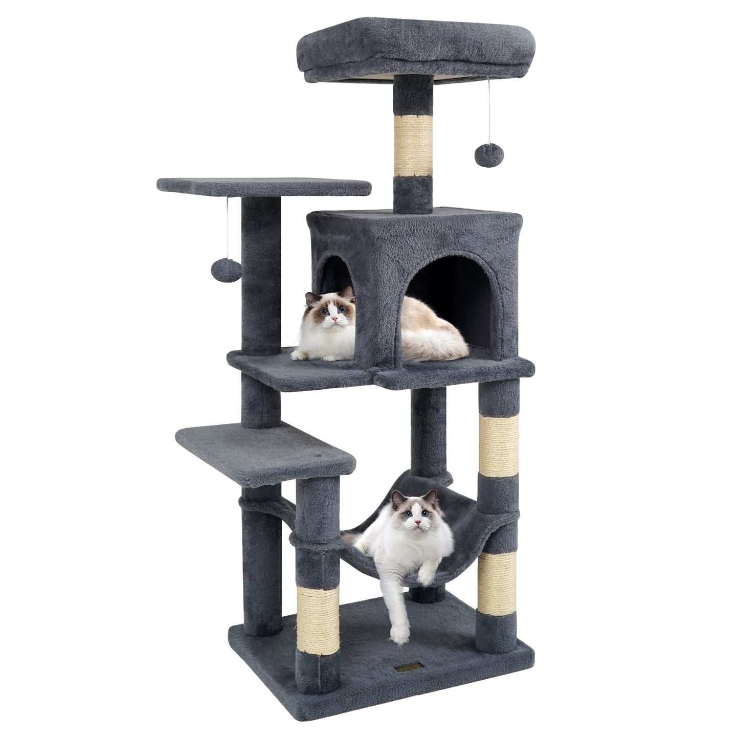 Multi-Level Cat Tower with 2-Door Condo and Padded Top Perch