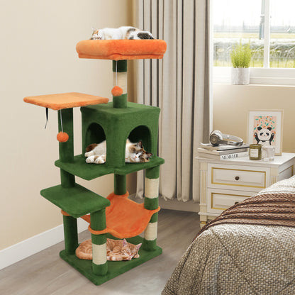 Multi-Level Cat Tower with 2-Door Condo and Padded Top Perch