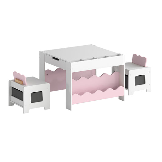Multi-purpose Activity Kids Table and Chairs Set with Double-sided Tabletop