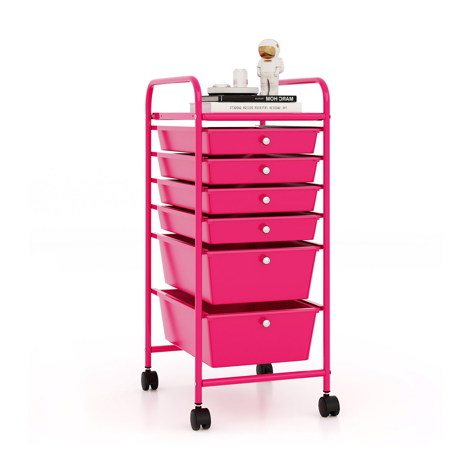 6 Drawers Rolling Storage Cart Organizer-Yellow - Rose Red