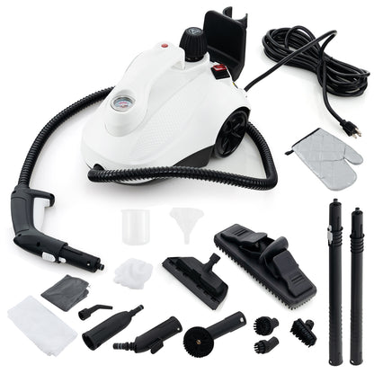 Multipurpose Steam Cleaner 1800W Portable Household Steamer with 61 oz Tank-Gray & White