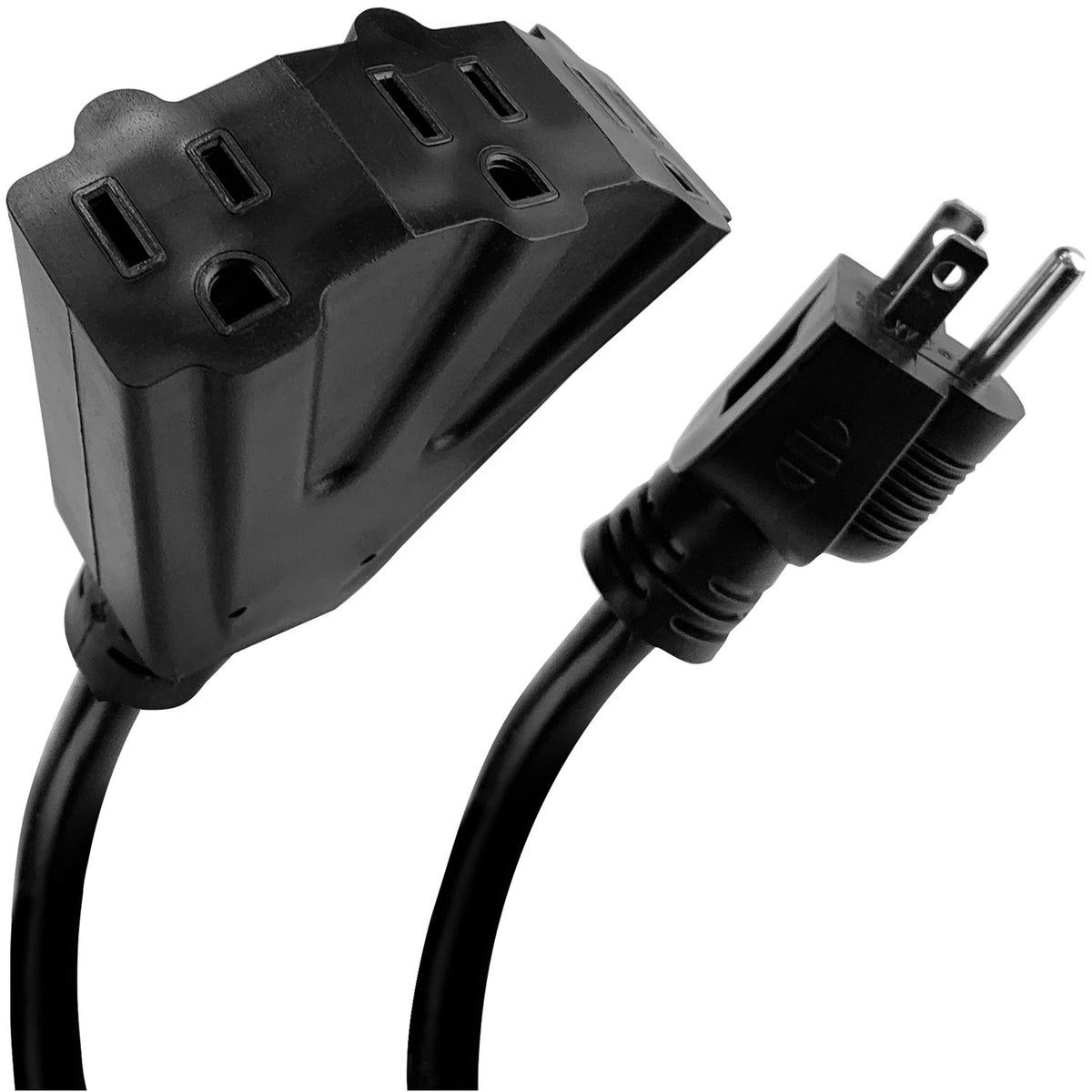 Stanley Power Block 2-Ft. 3-Outlet Heavy-Duty 12-Gauge Extension Cord, Black - view 5