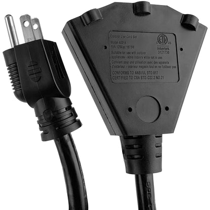 Stanley Power Block 2-Ft. 3-Outlet Heavy-Duty 12-Gauge Extension Cord, Black - view 6