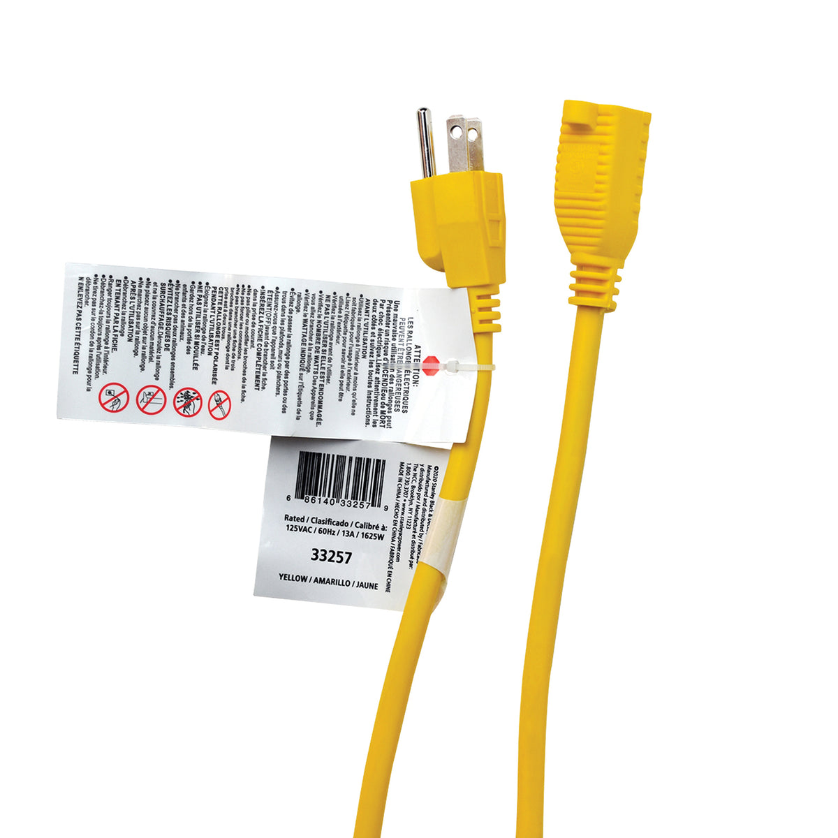 Stanley 25-Ft. 16/3 Outdoor Grounded Extension Cord, Yellow - view 8