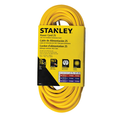 Stanley 25-Ft. 16/3 Outdoor Grounded Extension Cord, Yellow - view 9