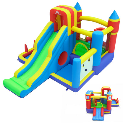 7-in-1 Inflatable Bounce House with Slide and Ball Pit