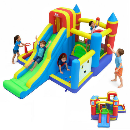7-in-1 Inflatable Bounce House with Slide and Ball Pit