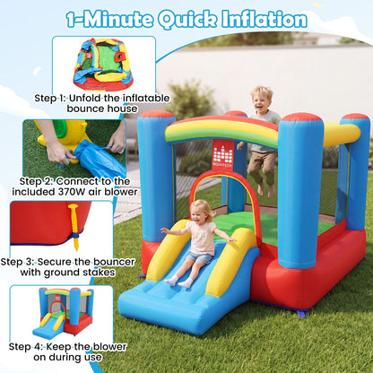 Rainbow Castle Inflatable Bounce House 370W Blower Included