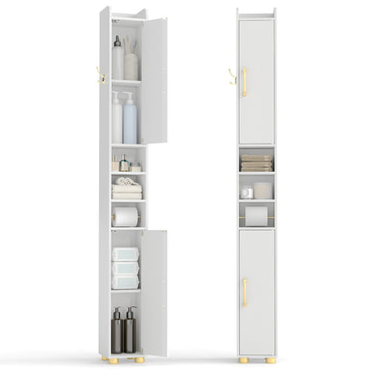 Narrow Bathroom Storage Cabinet with Shelves & Paper Holder