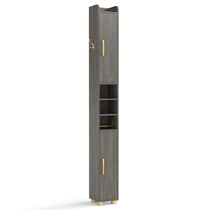 Narrow Bathroom Storage Cabinet with Shelves & Paper Holder