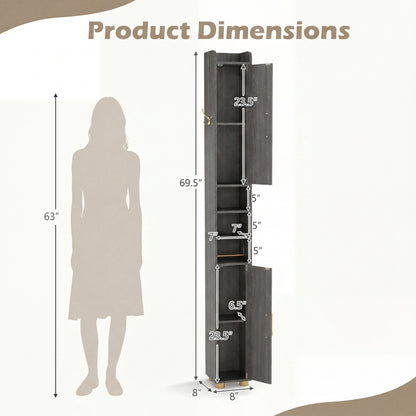 Narrow Bathroom Storage Cabinet with Shelves & Paper Holder