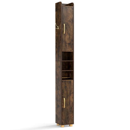 Narrow Bathroom Storage Cabinet with Shelves & Paper Holder