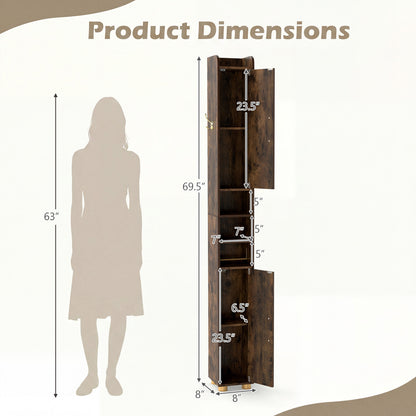 Narrow Bathroom Storage Cabinet with Shelves & Paper Holder