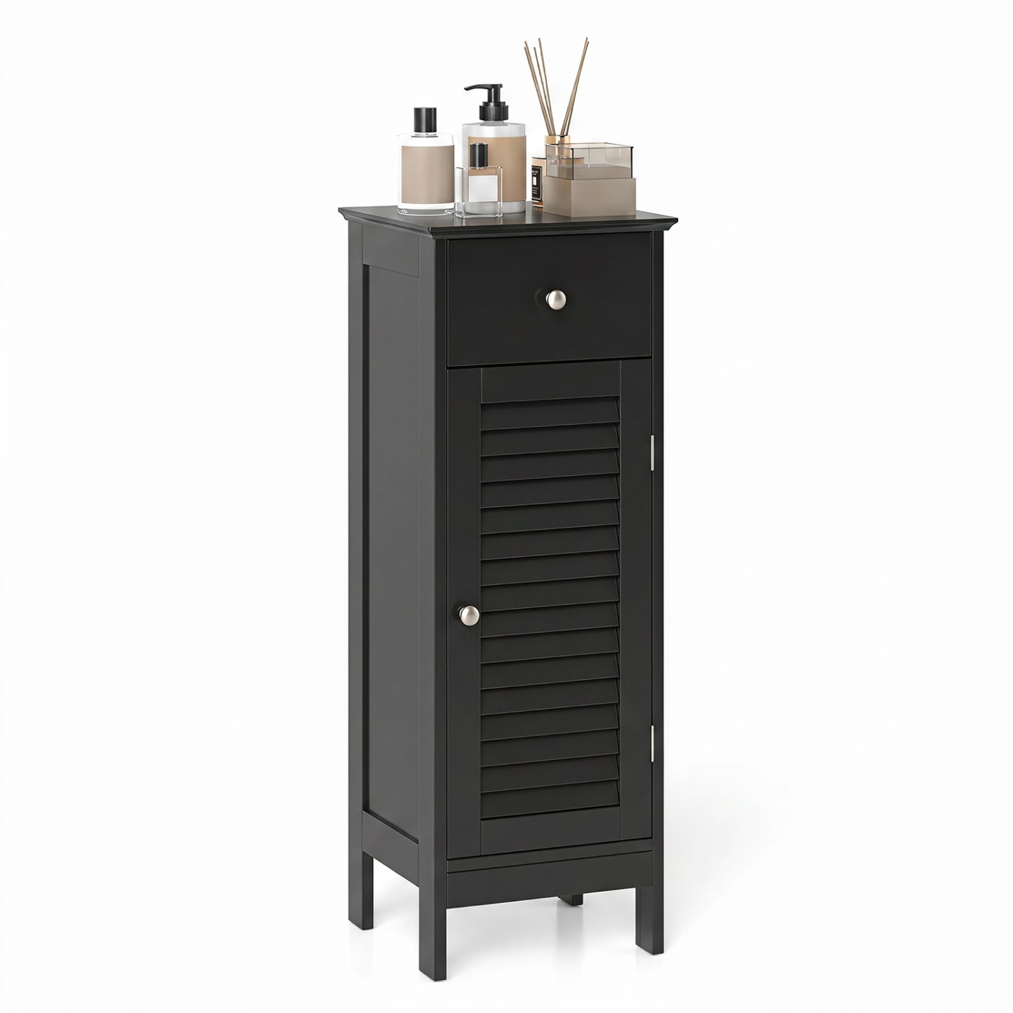 Narrow Bathroom Storage Cabinet with Adjustable Shelf & Drawer