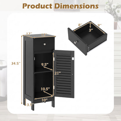 Narrow Bathroom Storage Cabinet with Adjustable Shelf & Drawer