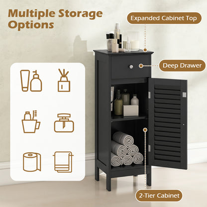 Narrow Bathroom Storage Cabinet with Adjustable Shelf & Drawer