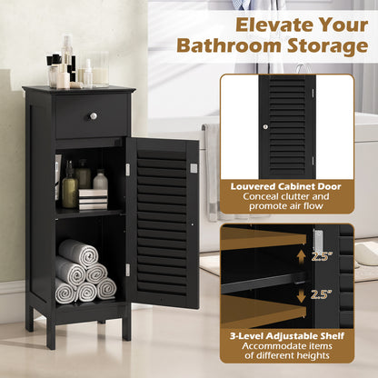 Narrow Bathroom Storage Cabinet with Adjustable Shelf & Drawer