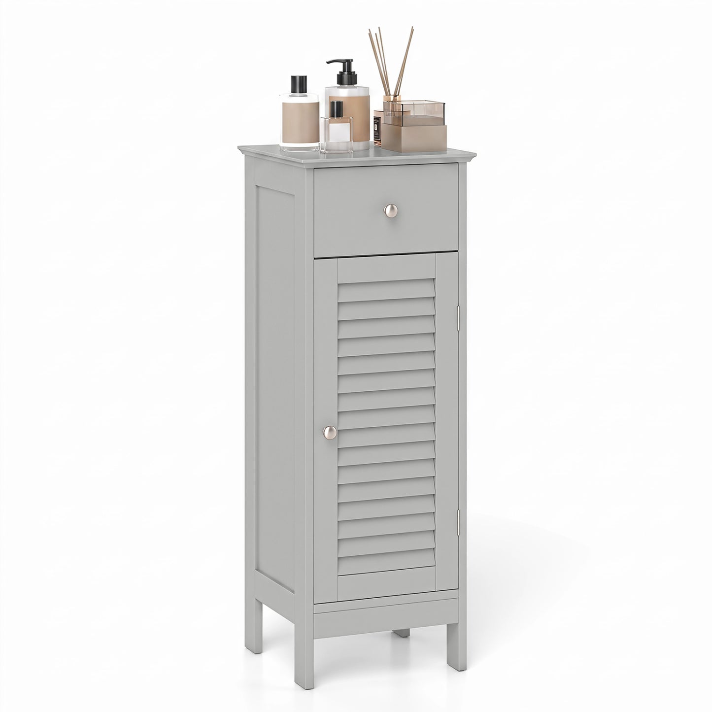 Narrow Bathroom Storage Cabinet with Adjustable Shelf & Drawer