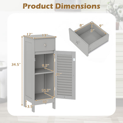 Narrow Bathroom Storage Cabinet with Adjustable Shelf & Drawer