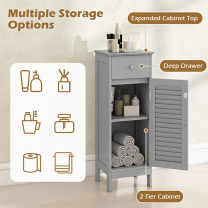 Narrow Bathroom Storage Cabinet with Adjustable Shelf & Drawer