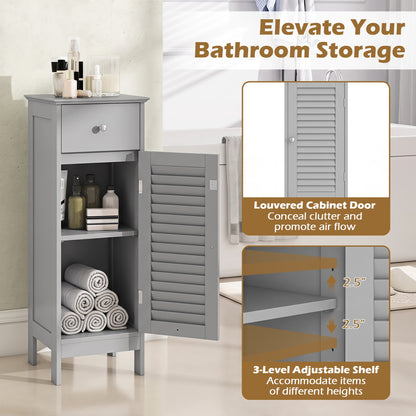 Narrow Bathroom Storage Cabinet with Adjustable Shelf & Drawer