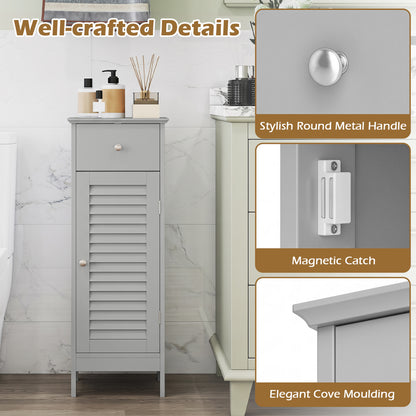 Narrow Bathroom Storage Cabinet with Adjustable Shelf & Drawer