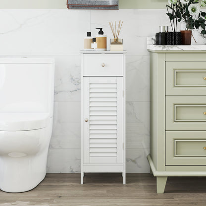 Narrow Bathroom Storage Cabinet with Adjustable Shelf & Drawer