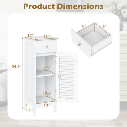 Narrow Bathroom Storage Cabinet with Adjustable Shelf & Drawer