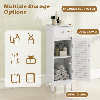 Narrow Bathroom Storage Cabinet with Adjustable Shelf & Drawer
