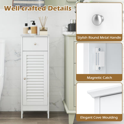 Narrow Bathroom Storage Cabinet with Adjustable Shelf & Drawer