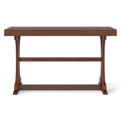 Narrow Console Table Vintage 52 Inch Long with Open Storage Shelf-Walnut