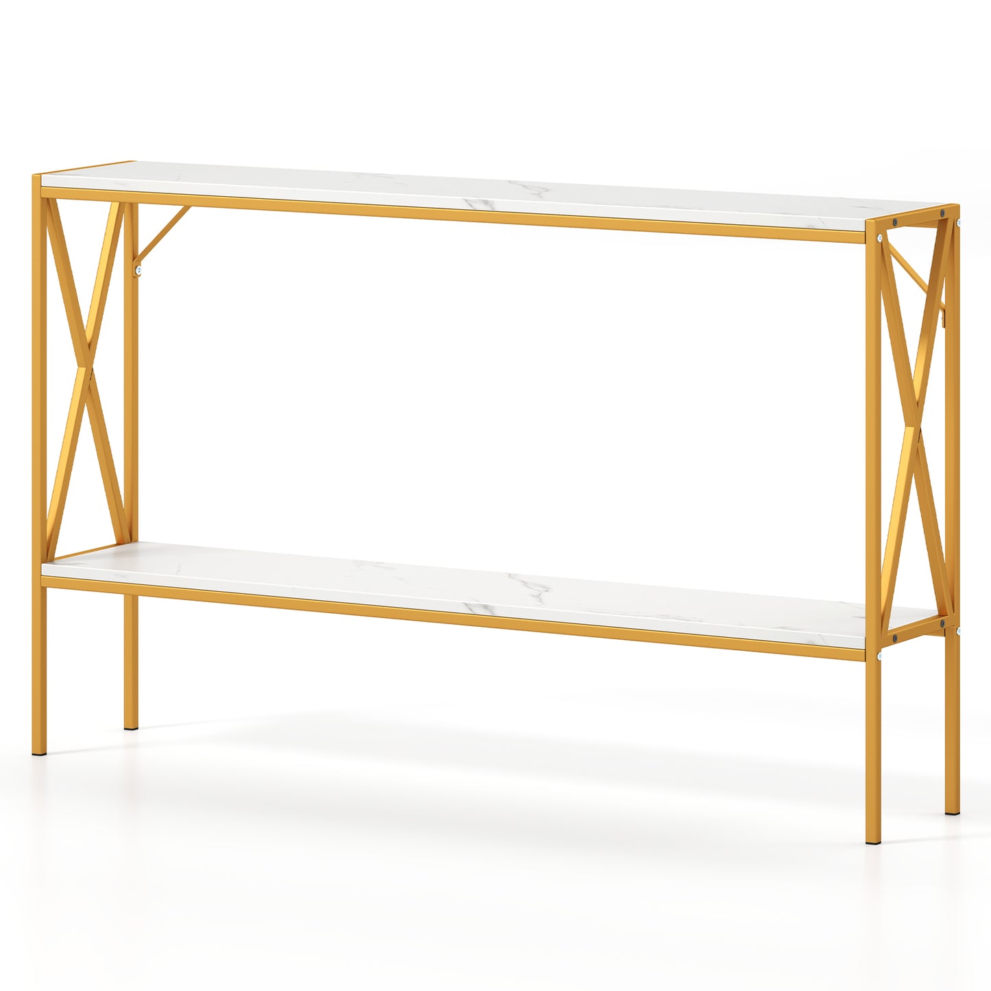 Narrow Console Table 2-Tier Entryway Table with Storage-White